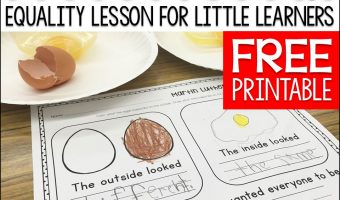 FREE Martin Luther King Jr. activities to teach your Kindergarten students about equality! This MLK Jr. egg activity provides a great visual of being different on the outside but the same on the inside! It’s the perfect Martin Luther King Jr. printable for kids!