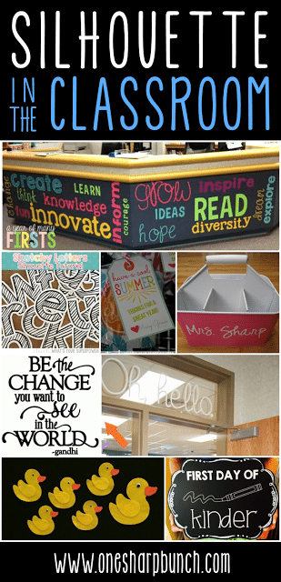 Looking for some classroom DIY ideas that you can create with your Silhouette Cameo?! Head on over to check out these back to school silhouette projects, classroom décor designs and classroom organization ideas! Plus, learn how to cut letters for your bulletin board using any font from your computer and your Cameo!