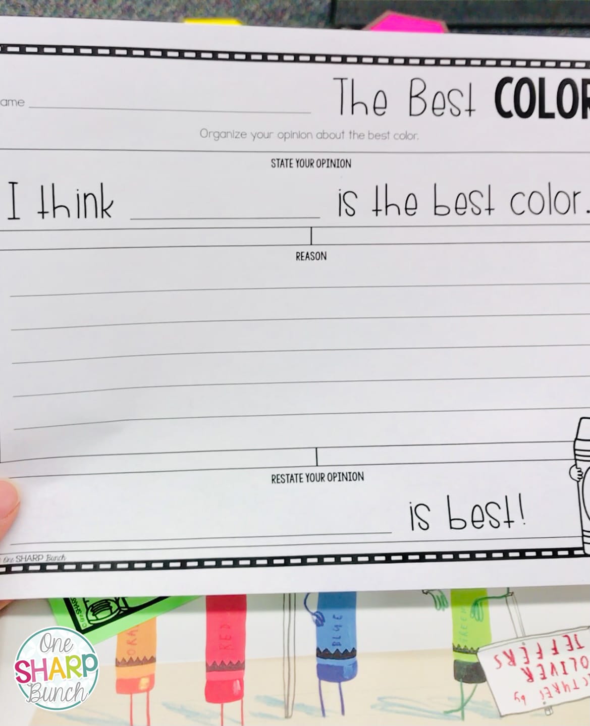Launch your opinion writing unit with these 10 daily opinion writing lesson plans, including opinion writing anchor chart, opinion writing graphic organizers, opinion writing prompts and The Day the Crayons Quit opinion writing craft! Create a The Day the Crayons Quit bulletin board display with the adorable crayon craft! These The Day the Crayons Quit activities are perfect for introducing opinion writing in kindergarten, first grade and second grade!
