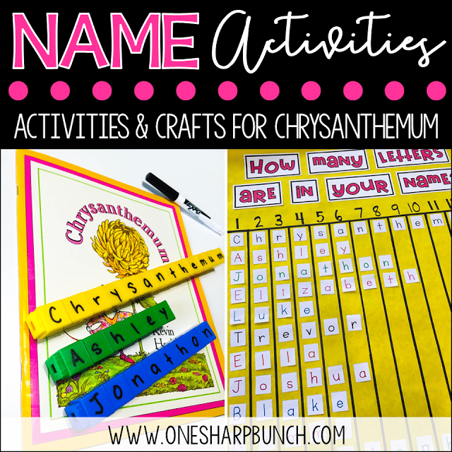 Practice alphabet recognition in context with editable name activities, including name crafts, name graphs, name poems, and name sorting mats! We love the Chrysanthemum activities!