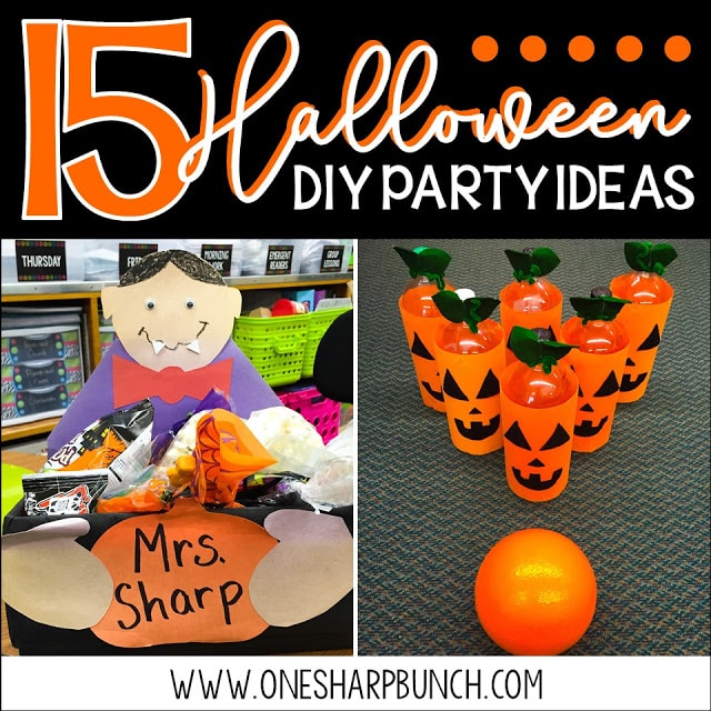 Simple DIY Halloween party ideas for the classroom, including Halloween games, Halloween crafts and Halloween food ideas! Whether you are a seasoned teacher, first year teacher or seasoned room mom, keep your little goblins engaged and your classroom Halloween party well-managed! Don’t forget to check out the vampire Halloween candy boxes, the perfect Halloween treat bag for all of your Halloween treats!
