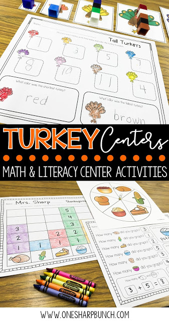 FREE turkey life cycle activities, including pocket chart sentences. Perfect for Thanksgiving centers and turkey time! Keep your kiddos engaged with these turkey activities, adorable turkey crafts and turkey centers!