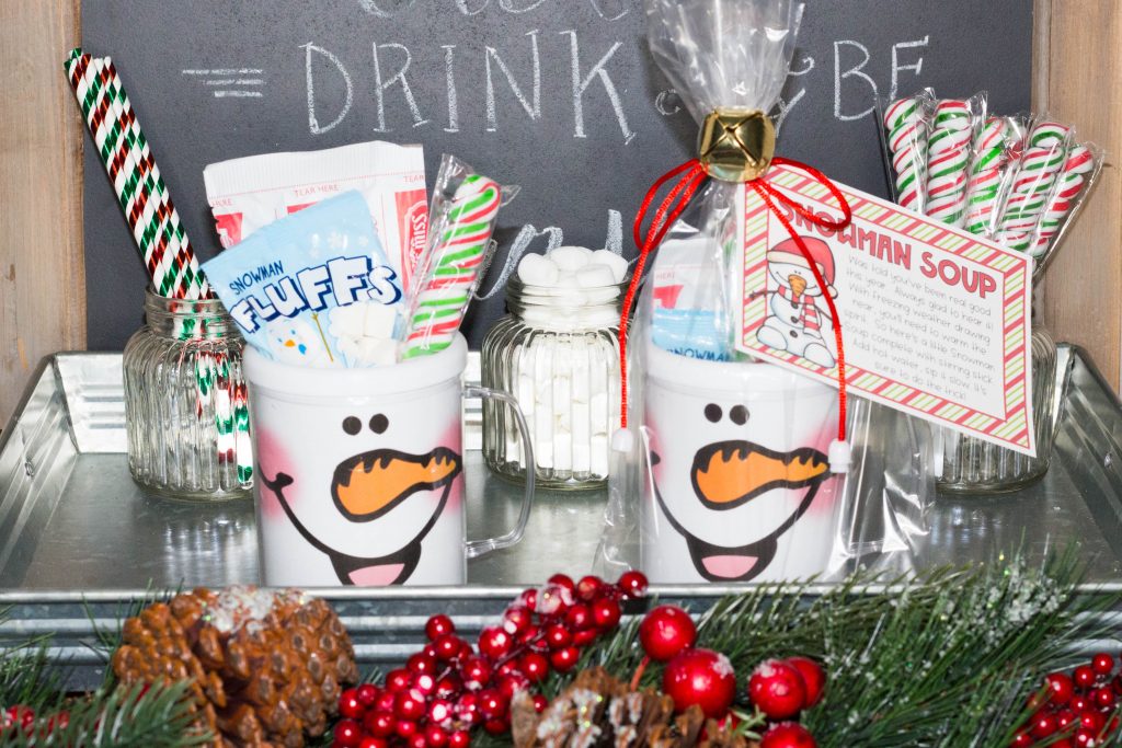 This Snowman Soup recipe makes the perfect student Christmas gifts! Pack the kits inside this DIY snowman face mug and attach the FREE Snowman Soup printables, and you’ll have adorable Christmas gifts for your students!