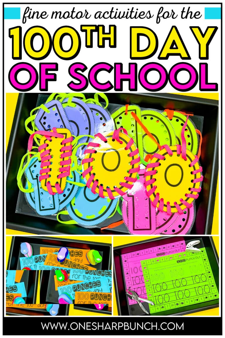 Fine Motor Activities for the 100th Day of School - One Sharp Bunch