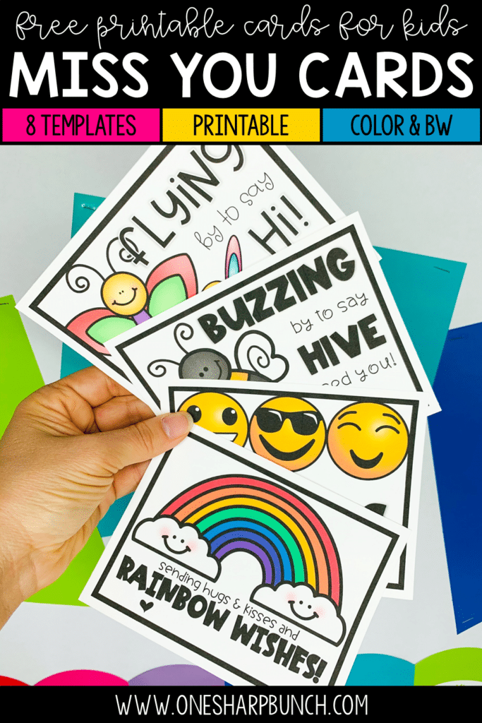 As your end of the year activities and end of the year award ceremony commence, ease any fears about moving onto a new grade with these miss you cards for kids! Along with your end of the year student gifts, use these thinking of you cards for kids to tell your students you miss them. When the end of the year countdown ends and summer vacation begins, send your students these FREE miss you cards for students. Download these free miss you cards for teachers today!