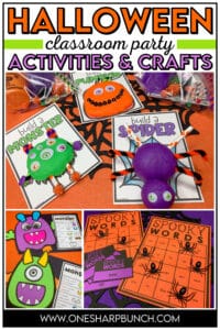 Keep your little goblins engaged, and your classroom Halloween party well-managed with these classroom Halloween party ideas including Halloween crafts, Halloween games and Halloween treats! These no prep Halloween party activities are sure to be a spooktacular hit this fall! Your students will love playing Halloween BINGO and playing other Halloween games. They will also love the Halloween monster glyph. These Halloween party activities for kids are sure to be a hit in your classroom!
