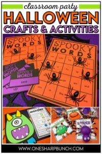 Keep your little goblins engaged, and your classroom Halloween party well-managed with these classroom Halloween party ideas including Halloween crafts, Halloween games and Halloween treats! These no prep Halloween party activities are sure to be a spooktacular hit this fall! Your students will love playing Halloween BINGO and playing other Halloween games. They will also love the Halloween monster glyph. These Halloween party activities for kids are sure to be a hit in your classroom!