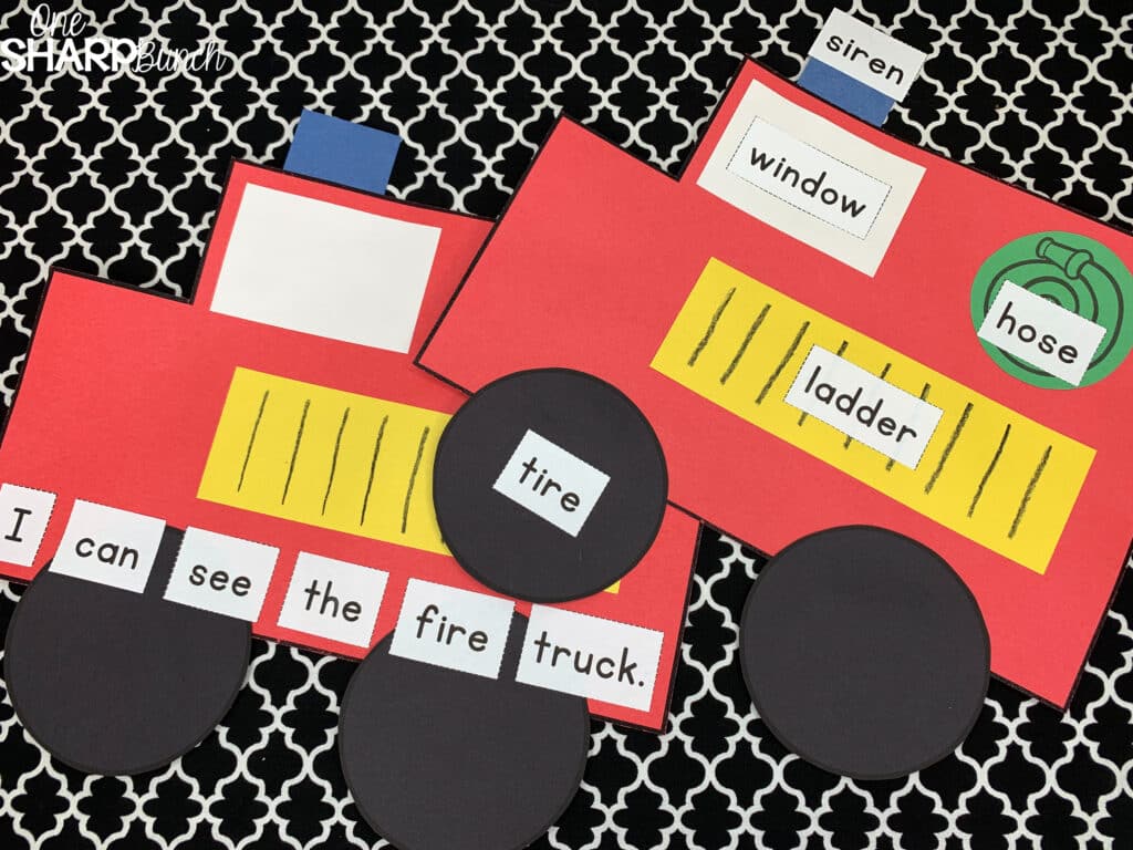 Grab the FREE firefighter thank you card and celebrate Fire Safety Week with this adorable fire truck craft! Plus, learn how this fire safety craft and other fire safety activities incorporate literacy and reading strategy instruction, while teaching fire safety rules and fire safety prevention tips! #firesafety #firesafetyweek #firesafetyprevention #fireprevention #firesafetycrafts #preschool #kindergarten #firstgrade