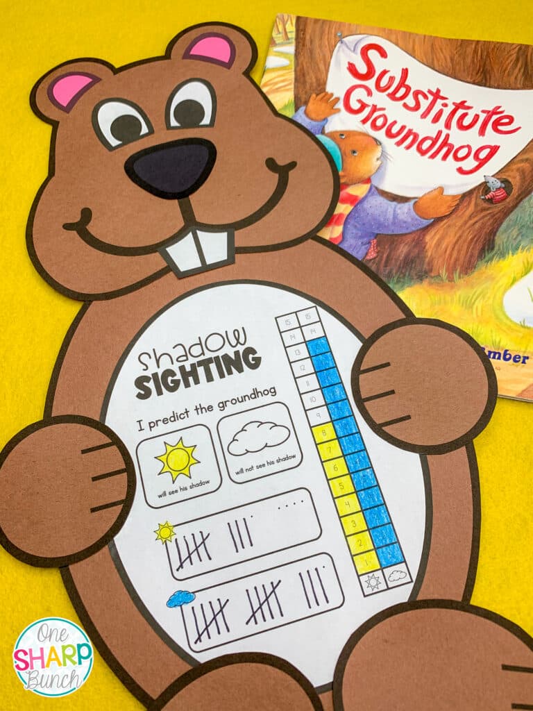Integrate math with an adorable Groundhog Day craft, as you predict whether the groundhog will or will not see his shadow! This simple survey question provides a real-world opportunity to graph and analyze data, while allowing children to partake in this quirky tradition. This groundhog craft is the perfect compliment to any Groundhog Day activities and Groundhog Day books. #groundhogday #groundhogcraft #groundhogdaycraft #groundhogdayactivities #kindergarten #preschool #firstgrade #winteractivities #wintercrafts