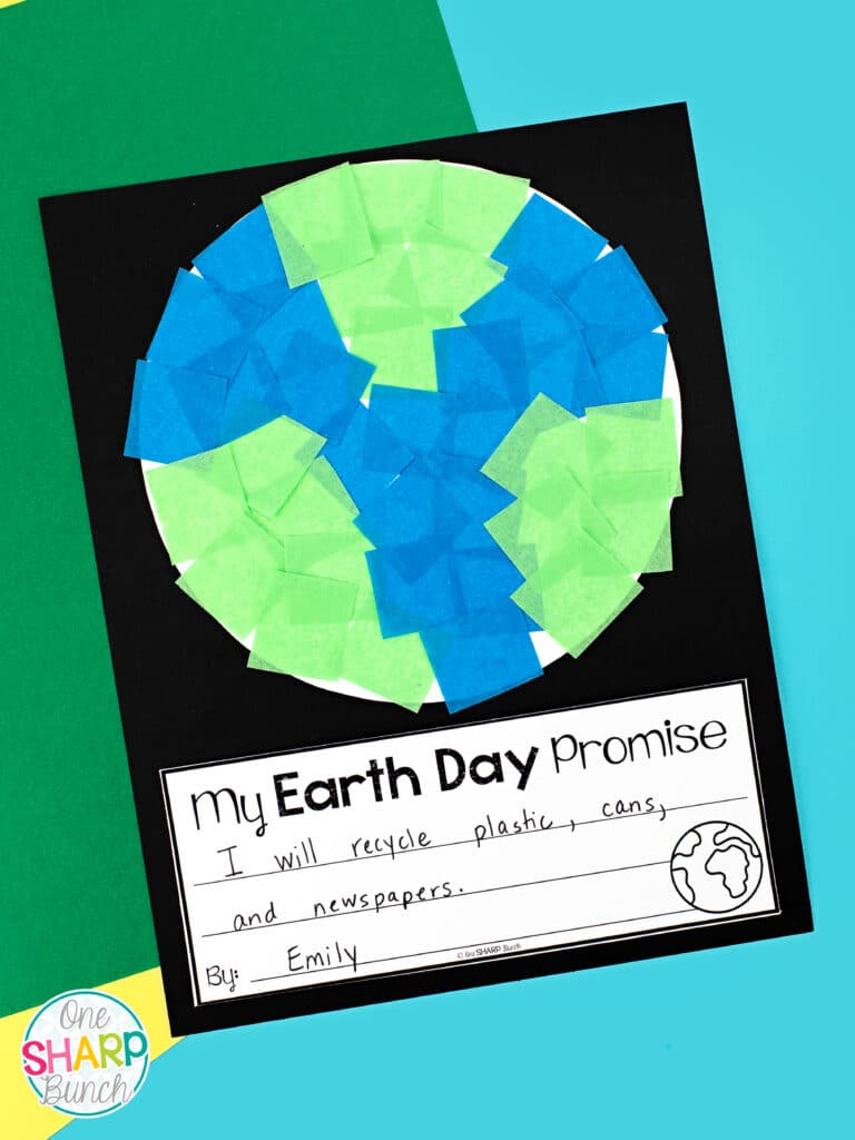 Tissue Paper Earth Day Craft Mosaic for Kids - One Sharp Bunch