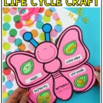 Learning all about butterflies is always a favorite spring life cycle activity for preschool, kindergarten and 1st grade students! This interactive butterfly life cycle craft is perfect for reviewing the stages of the life cycle of a butterfly. Use pasta with the butterfly life cycle printable to help solidify their learning about how butterflies change and grow. Add this butterfly life cycle activity to your spring craft ideas for kids!