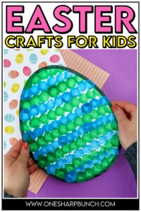 Celebrate spring with these bright and colorful Easter egg pom pom crafts! Invite your preschool and kindergarten students to practice making patterns with this pom pom painted Easter egg craft. Not only is this colorful egg craft perfect for creating patterns, it is also perfect for building fine motor skills! It’s one of the best spring crafts for kids, especially since each one turns out beautifully unique!