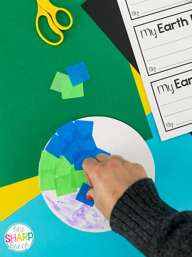 Tissue Paper Earth Day Craft Mosaic for Kids - One Sharp Bunch