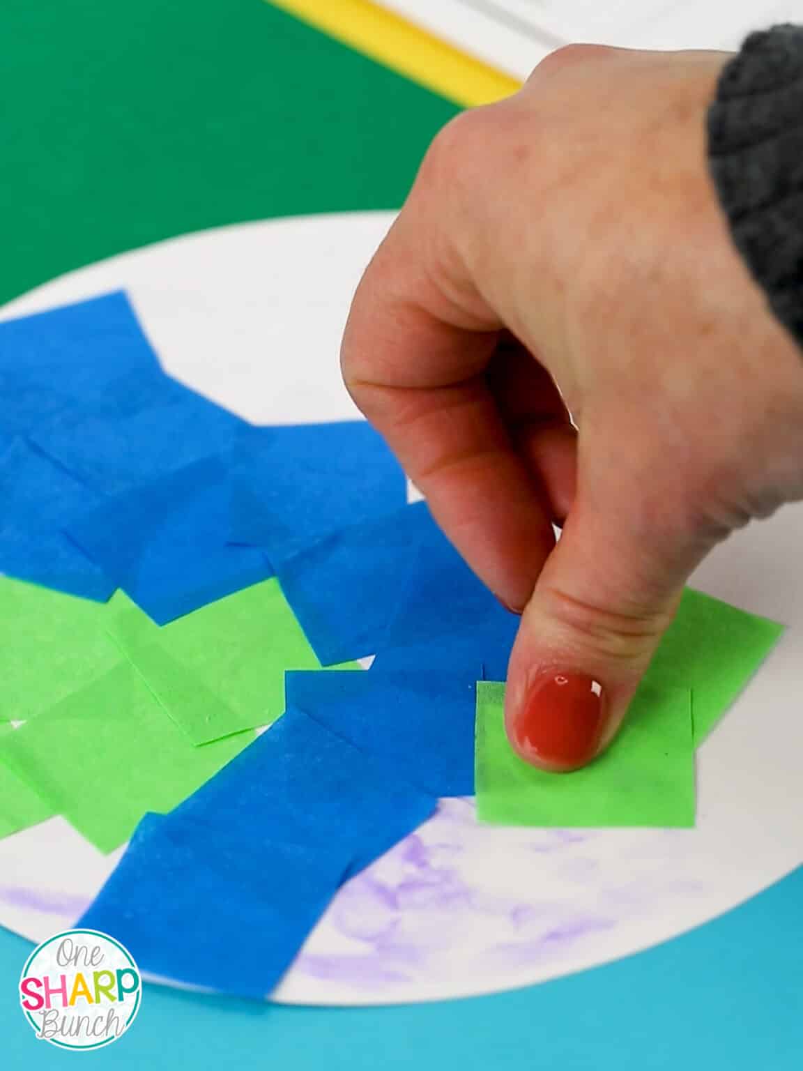 Tissue Paper Earth Day Craft Mosaic for Kids - One Sharp Bunch