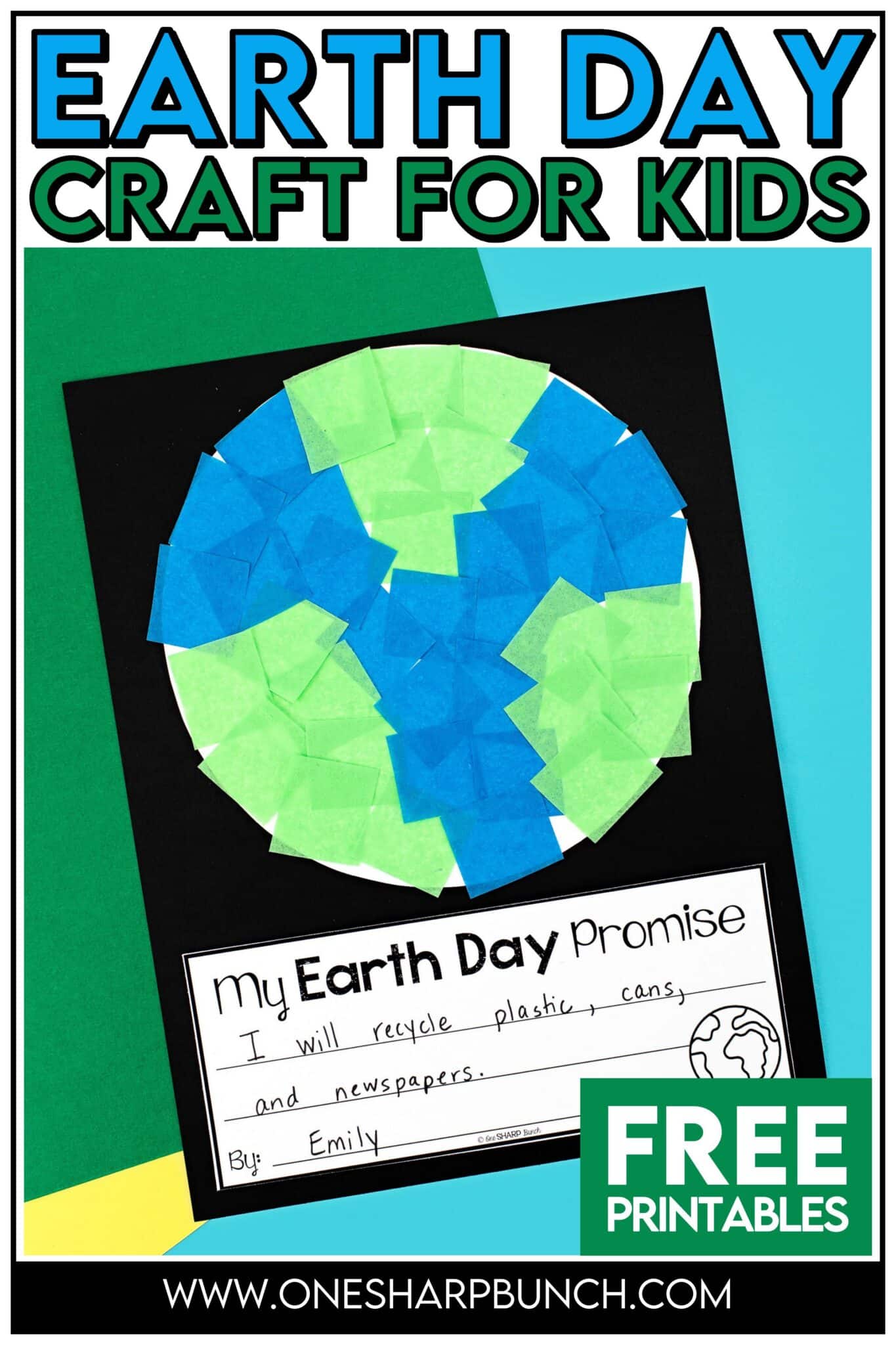 Tissue Paper Earth Day Craft Mosaic for Kids - One Sharp Bunch