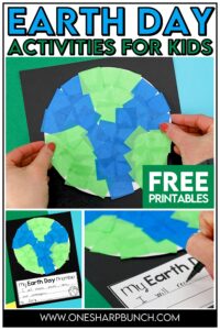 Pair this tissue paper Earth Day craft mosaic for kids with your favorite Earth Day books and Earth Day activities! This Earth craft is simple enough for kindergarteners, and even, preschoolers. Add an “Earth Day Promise” to the craft with the FREE writing prompt at the bottom of this blog post. This Earth Day activity makes an adorable Earth Day bulletin board!