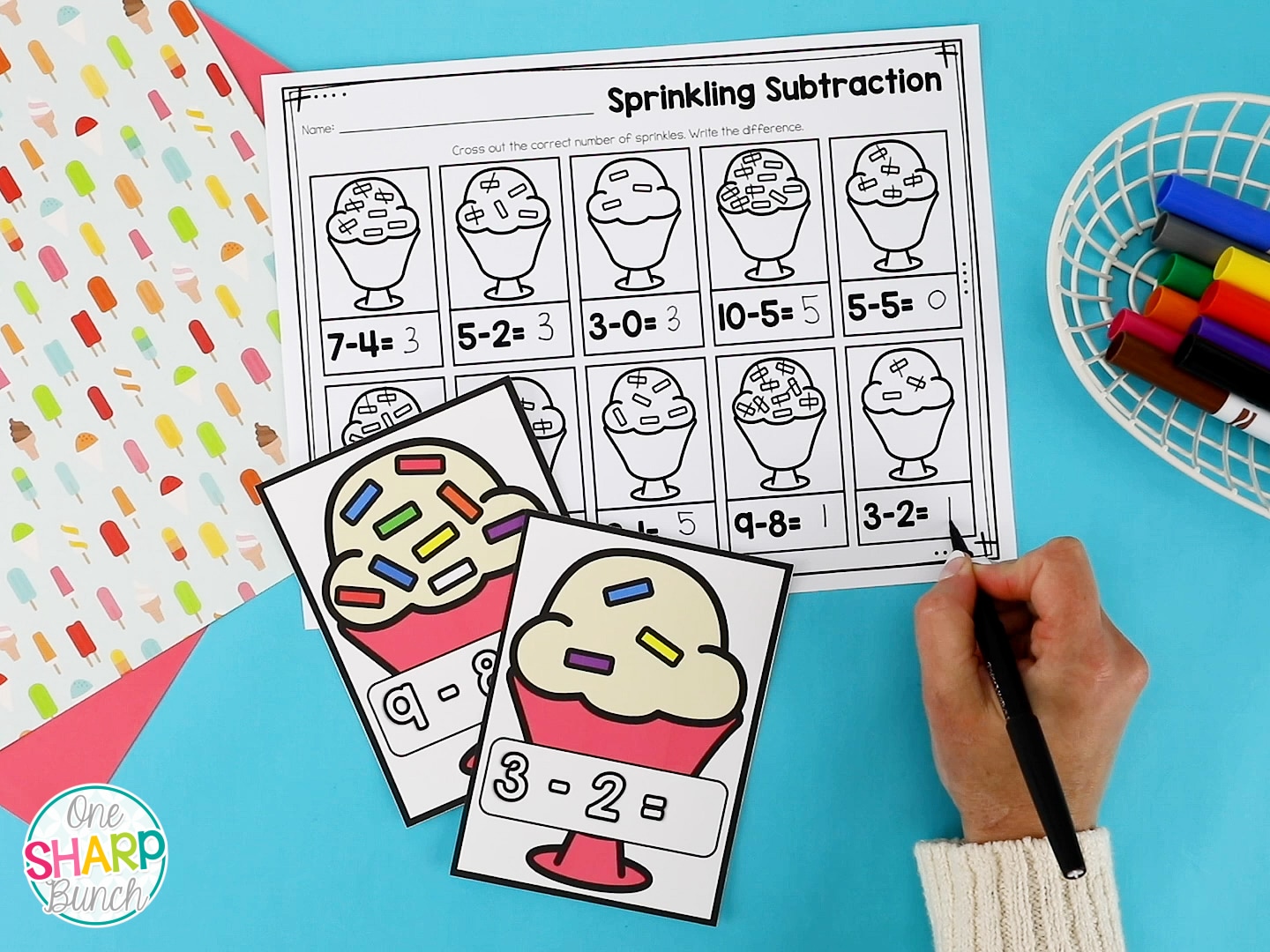 An ice cream day is the perfect way to countdown to the end of the year. Today, I am sharing my favorite ice cream day activities for kids. This classroom theme day allows early elementary students to work on math skills and literacy skills. Students get to work on an escape room, ice cream centers for beginning digraphs, rhyming words and CVC words. They also get to work on 1:1 counting and making patterns. Enjoy these end of year activities in your kindergarten and first grade classroom!