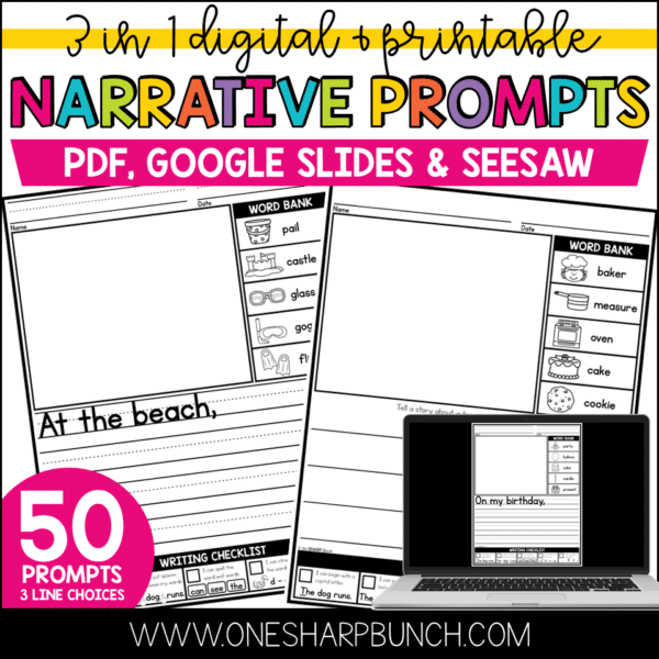 Digital & Printable Writing Prompts Personal Narrative, Opinion & Informational