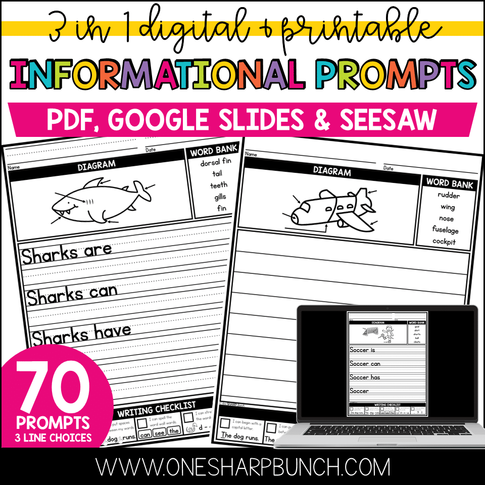 Digital & Printable Writing Prompts Personal Narrative, Opinion & Informational