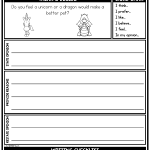Digital &amp; Printable Opinion Writing Prompts Writing Center - One Sharp ...
