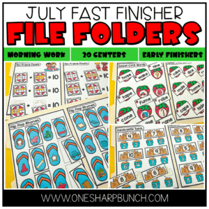 Engage your fast finishers with these 20 early finishers activities for July! This set includes 20 file folder games including 10 literacy and 10 math early finisher activities! These file folder games will provide meaningful practice and enrichment of a variety of skills!