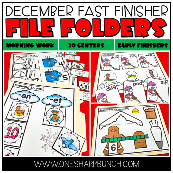 Engage your fast finishers with these 20 early finishers activities for December! This set includes 20 file folder games including 10 literacy and 10 math early finisher activities! These file folder games will provide meaningful practice and enrichment of a variety of skills!