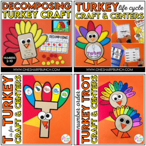 Turkey Crafts Bundle: Decomposing Turkey, Turkey Life Cycle, T is for Turkey