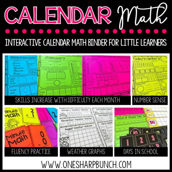 Math Calendar Binder for Kindergarten