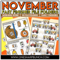 Engage your fast finishers with these 20 early finishers activities for November! This set includes 20 file folder games including 10 literacy and 10 math early finisher activities! These file folder games will provide meaningful practice and enrichment of a variety of skills!