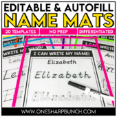 Editable Name Writing Practice Activities - One Sharp Bunch