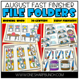 Engage your fast finishers with these 20 early finishers activities for August! This set includes 20 file folder games including 10 literacy and 10 math early finisher activities! These file folder games will provide meaningful practice and enrichment of a variety of skills!