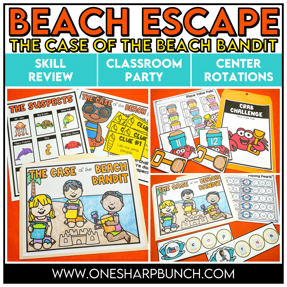 End of the Year Beach Theme Centers | Escape Room Activities