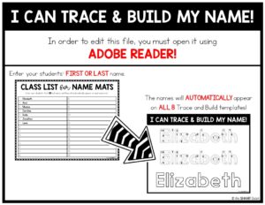 Name Mats | Editable Trace & Build Name Activities