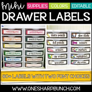 Mini Sterilite Drawer Labels for Classroom Supplies