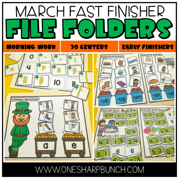 Engage your fast finishers with these 20 early finishers activities for March! This set includes 20 file folder games including 10 literacy and 10 math early finisher activities! These file folder games will provide meaningful practice and enrichment of a variety of skills!