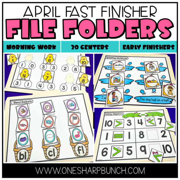 Engage your fast finishers with these 20 early finishers activities for April! This set includes 20 file folder games including 10 literacy and 10 math early finisher activities! These file folder games will provide meaningful practice and enrichment of a variety of skills!