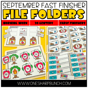 Engage your fast finishers with these 20 early finishers activities for September! This set includes 20 file folder games including 10 literacy and 10 math early finisher activities! These file folder games will provide meaningful practice and enrichment of a variety of skills!