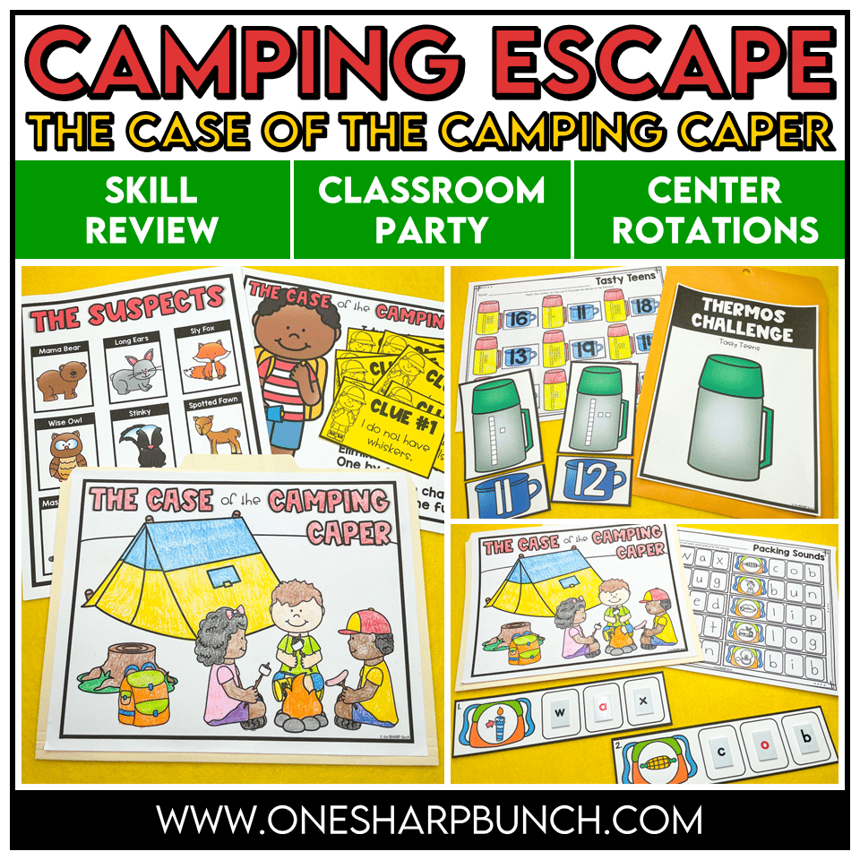 End of the Year Camping Theme Centers | Escape Room Activities