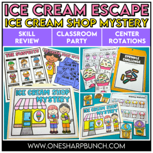 End of the Year Ice Cream Theme Centers | Escape Room Activities