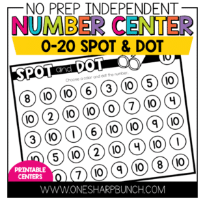 Spot and Dot Number Activities | No Prep Number Activities for Kindergarten | Math Centers