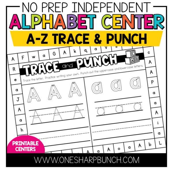Trace and Punch Alphabet Activities | No Prep Alphabet Centers for Kindergarten