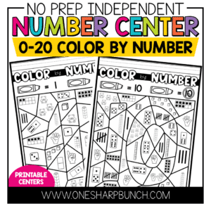 Color by Number | No Prep Number Activities for Kindergarten | Math Centers