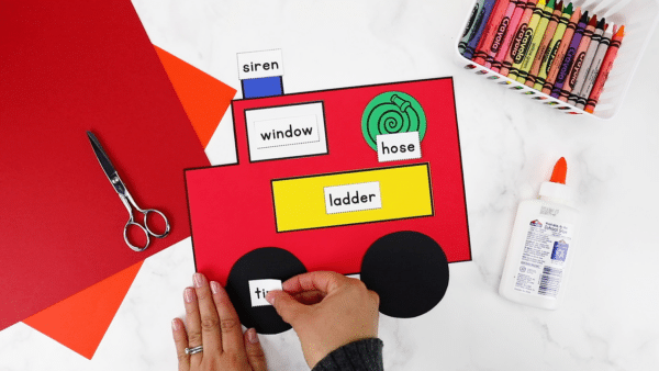 Celebrate Fire Safety Week with this adorable fire truck craft, which integrates literacy! Use the fire safety emergent reader and pocket chart sentences, as well as the labeling activity, to practice beginning sounds, sight word recognition and building sentences.