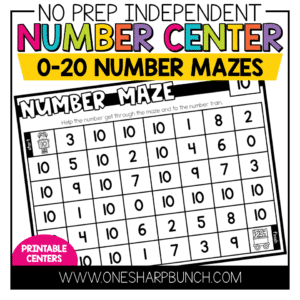 Number Maze Activities | No Prep Centers for Kindergarten | Math Centers