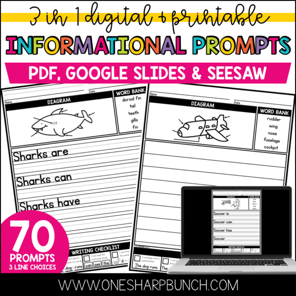 Digital & Printable Informational Writing Prompts Writing Center