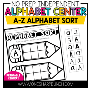 Alphabet Sorting Activities: No Prep Alphabet Centers for Kindergarten