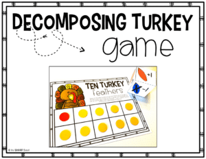 This Thanksgiving decomposing turkey math craft is perfect for Thanksgiving, or even the month of November! It comes complete with all of the decomposing turkey math craft templates for numbers 2-10, which can be printed directly on colored paper. This pack also includes a Thanksgiving decomposing turkey center for the numbers 2-10, as well as Thanksgiving decomposing turkey game for the numbers 5 and 10!