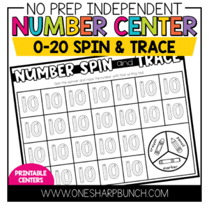 Spin and Trace Number Activities | No Prep Centers for Kindergarten | Math Centers