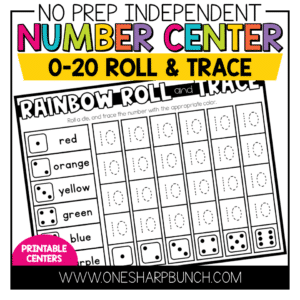 Roll and Trace Number Activities | No Prep Centers for Kindergarten | Math Centers