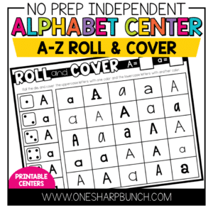 Roll and Cover Alphabet Activities: No Prep Alphabet Centers for Kindergarten